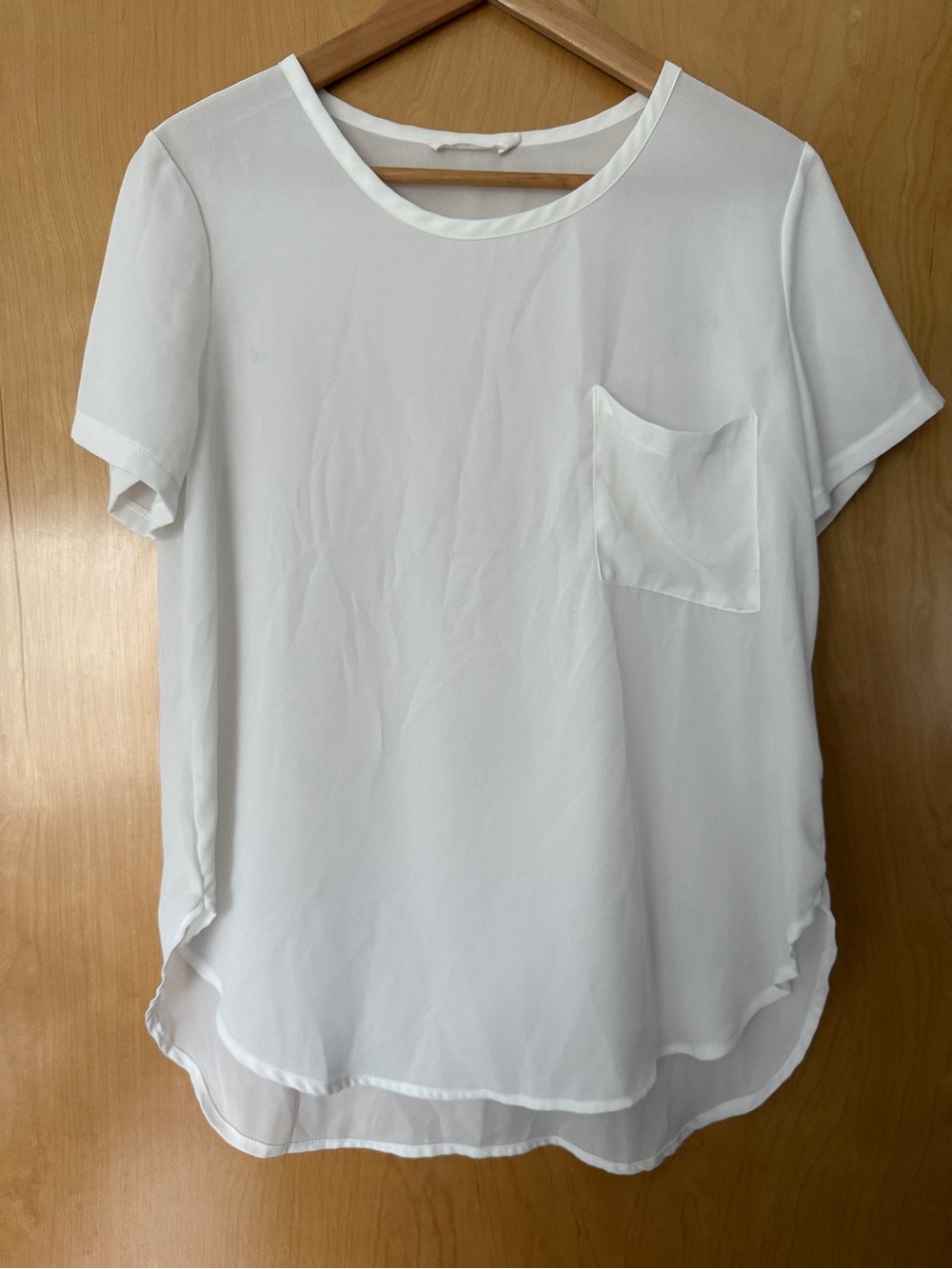 Lush White Short Sleeve Pocket Top
